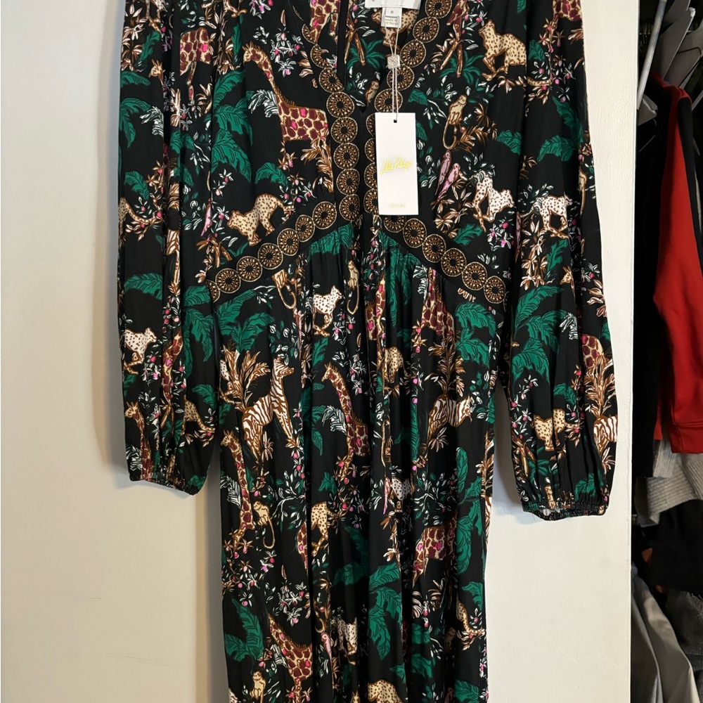 Lilly Pulitzer Black and Green Animal Print Dress